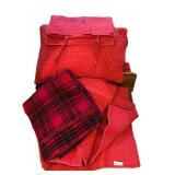 LL - Pottery Barn Full/Queen Red Quilted Comforter Set with 2 Shams - 100% Cotton