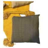 LL - Max Studio Home Yellow Throw 50 x 62 in with 4 Decorative Pillows - Made in India