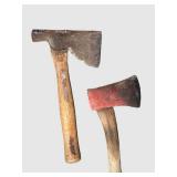 G - Vintage Axes Set - 4 Hand Axes & Hatchet, Largest Handle 14 Inches