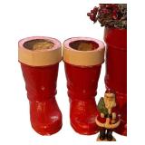 G - Vintage Red Boot Holiday Decor - Set of 4 Boots