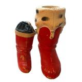 G - Vintage Red Boot Holiday Decor - Set of 4 Boots