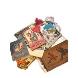LL - Vintage Greeting Cards Box,  Assorted Cards & Postcards