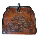 UL - Two Antique Art Nouveau Hand Tooled Leather Purses