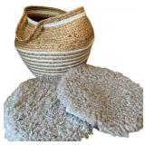 DR - Pillowfort Weave Basket With 2 Plush Seat Pads