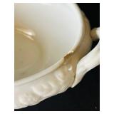 DR - John Maddock & Co Covered Tureen - White, 12in Dia, Leaf-Embossed