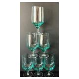 DR - Vintage Sasaki Harmony Glasses - Hand-Blown Aqua
