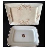 UL - Pair of vintage ceramic platters - largest 11x17 in, floral motifs