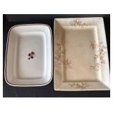 UL - Pair of vintage ceramic platters - largest 11x17 in, floral motifs