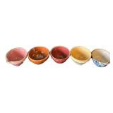 UL - Set of 5 Petite Ceramic Bowls - ~4 in H - Multicolor Glazes