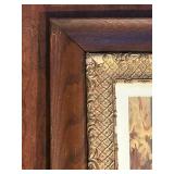 LL - Vintage Framed Christmas Print - Children with Gifts & Dog