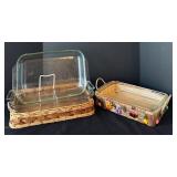 UL - Pyrex Glass Bakeware - 3-Piece Set in Wicker Baskets