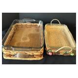 UL - Pyrex Glass Bakeware - 3-Piece Set in Wicker Baskets