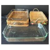 UL - Pyrex Glass Bakeware - 3-Piece Set in Wicker Baskets