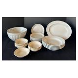 UL - Leeds by Alfred Meakin England White Dinnerware - 12-Inch Platter & Assorted Plates & Bowls