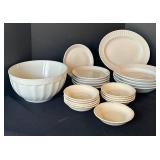UL - Leeds by Alfred Meakin England White Dinnerware - 12-Inch Platter & Assorted Plates & Bowls