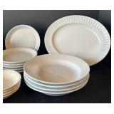 UL - Leeds by Alfred Meakin England White Dinnerware - 12-Inch Platter & Assorted Plates & Bowls