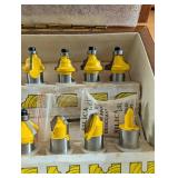 Jontech KC-3122 12-Piece Miniature Router Bit Set, 1/2 In Shank