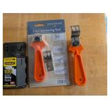 Arrow TR-550 Glue Gun, Rockler 2-in-1 Cornering Tool, Stanley 100-Count Blades