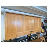 Oak Kitchen Wall Cabinets with Overhead Rails - Natural Finish