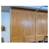 Oak Kitchen Wall Cabinets with Overhead Rails - Natural Finish
