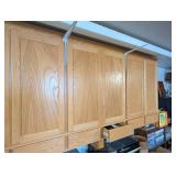 Oak Kitchen Wall Cabinets with Overhead Rails - Natural Finish