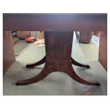 Dark Wood Table with Curved Pedestal Base