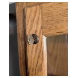 Bird-Engraved Oak Glass-Front Display Gun Cabinet 74 in H x 29.5 in W x 14 in D