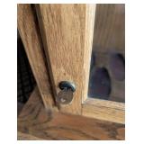 Bird-Engraved Oak Glass-Front Display Gun Cabinet 74 in H x 29.5 in W x 14 in D