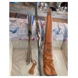 Bear Archery Kodiak Hunter Recurve Bow - Vintage 1950s with Leather Case & Arrows