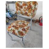 Vintage Floral Upholstered Chair with Chrome Cantilever Base