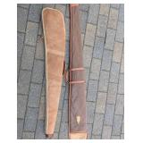 Tan Suede Rifle Case & Brown Canvas Rifle Case Set