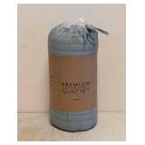 NEW PREMIUM SUPER SOFT 3PC QUILT SET F/Q GREEN