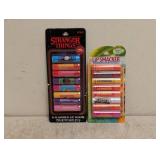 (2) NEW ASSORTED STRANGER THINGS/ LIPSMACKER LIP BALMS