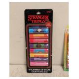 (2) NEW ASSORTED STRANGER THINGS/ LIPSMACKER LIP BALMS