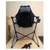 NEW RIO SWINGING HAMMOCK CHAIR WITH FOOTREST NAVY/GREEN