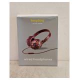 NEW HAYDAY ARTIST SERIES WIRED HEADPHONES MAROON FLORAL