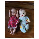 Two Vintage Baby Dolls Red and Blue Clothing