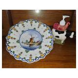 Collector Windmill Plate and Cow with Chicken Soap Pump