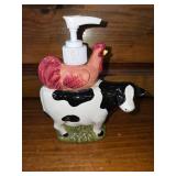 Collector Windmill Plate and Cow with Chicken Soap Pump