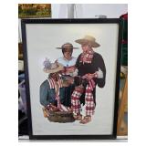 Framed Lithograph Print Titled Todos Santos Huehuetenango from the Trajes de Guatemala Series
