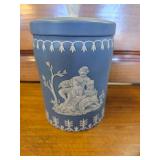 Blue and White Canister and Dish