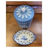 Blue and White Canister and Dish