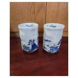 Japanese Blue and White Ceramic Sake Tumblers