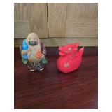 Japanese Ceramic Red Dragon, Japanese Kutani Porcelain Figure of Hotei