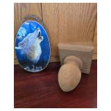 Wall Hanging "Wolf" and a Wooden Banister End Cap