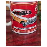 3 Coke Bottles, 2 Coke Mugs "George"