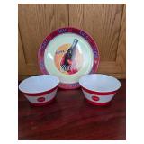 2 Coke Ice Cream Bowls and Coke Plate