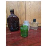 Old Log Cabin Syrup Bottle, 3 Other Glass Jars