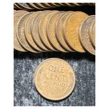 ROLL OF 50 US 1942-S WHEAT CENTS