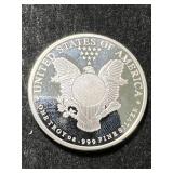 1 TROY OZ .999 FINE SILVER AMERICAN EAGLE DESIGNED ROUND